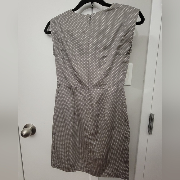 Ann Taylor LOFT Petite Polka Dot Dress, Grey, 00P - Picture 6 of 9